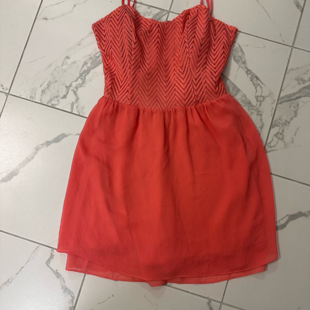Candie's Coral Spaghetti-Strap Mini Dress